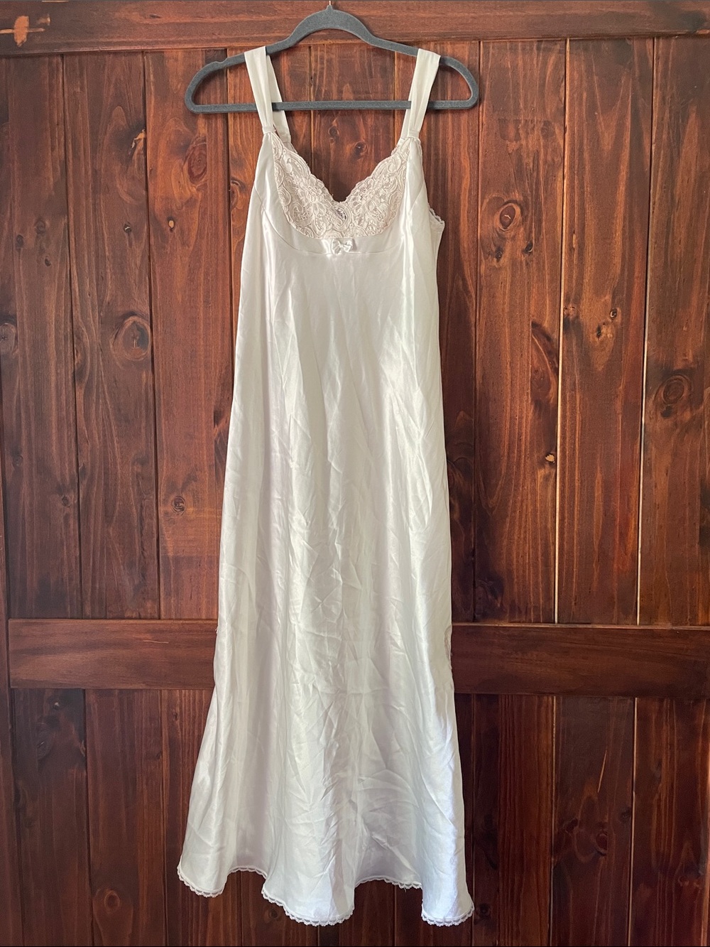 Vintage Jones New York Ivory Lace-Trim Slip Dress Chemise